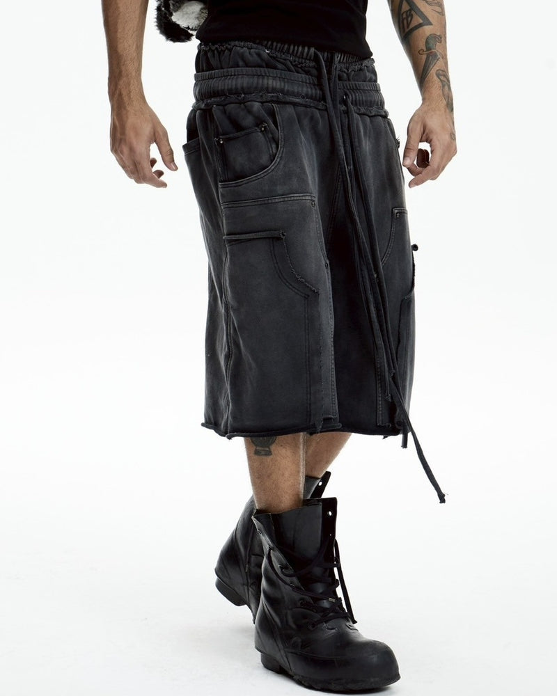 【DND4DES】DOUBLE WAIST KNITTED CROPPED TROUSERS