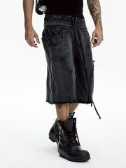 【DND4DES】DOUBLE WAIST KNITTED CROPPED TROUSERS