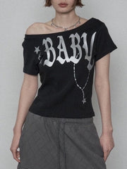 【SETUP‐EXE】BABY WIDE NECK TOP / 【セットアップエグゼ】ベイビーワイドネック半袖Tシャツ