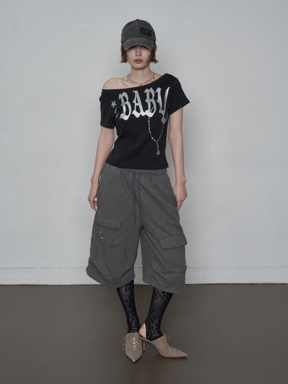 【SETUP‐EXE】BABY WIDE NECK TOP / 【セットアップエグゼ】ベイビーワイドネック半袖Tシャツ