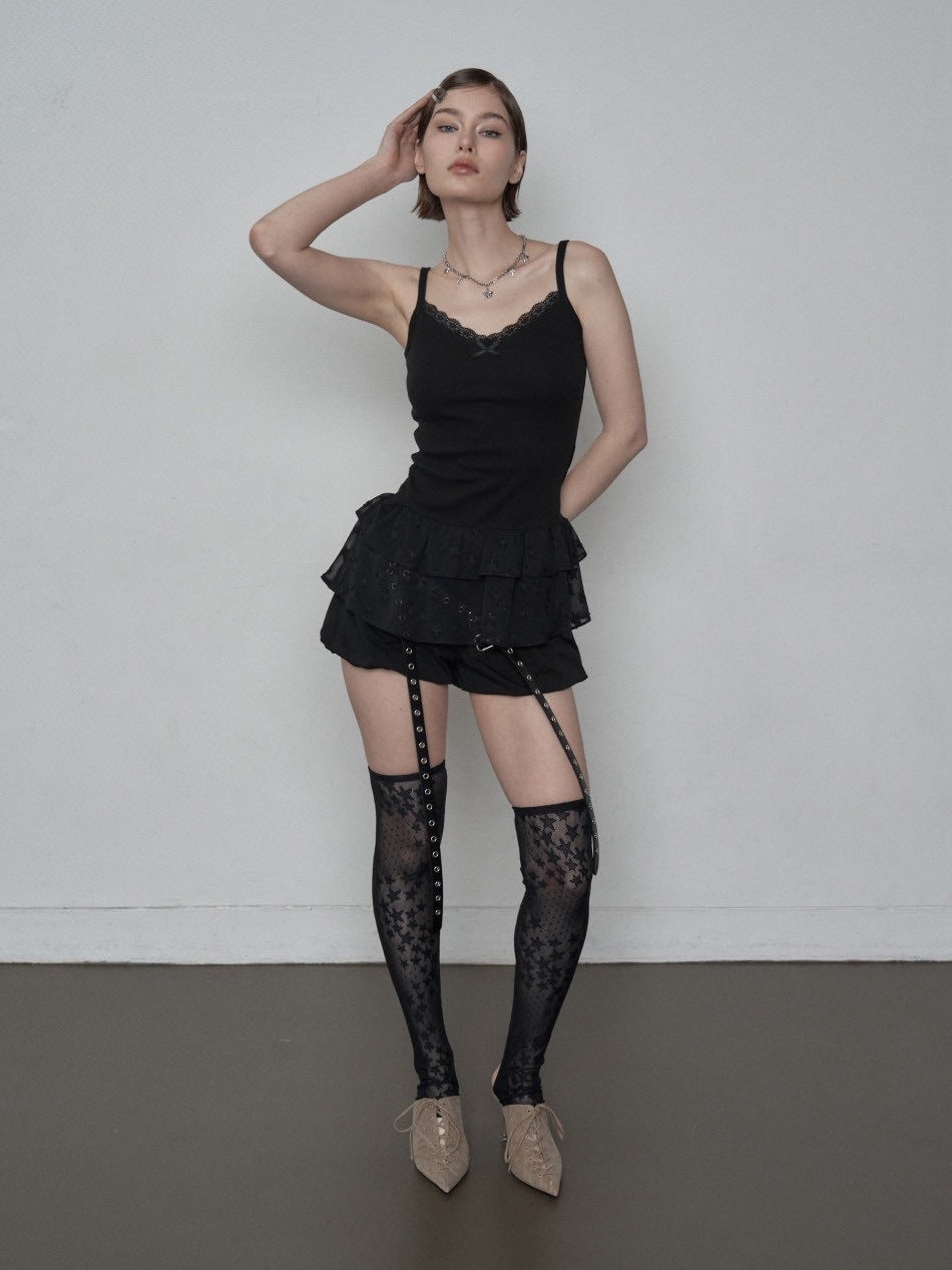 【SETUP‐EXE】CHIFFON FRILL SLEEVELESS / 【セットアップエグゼ】シフォンフリルキャミソール