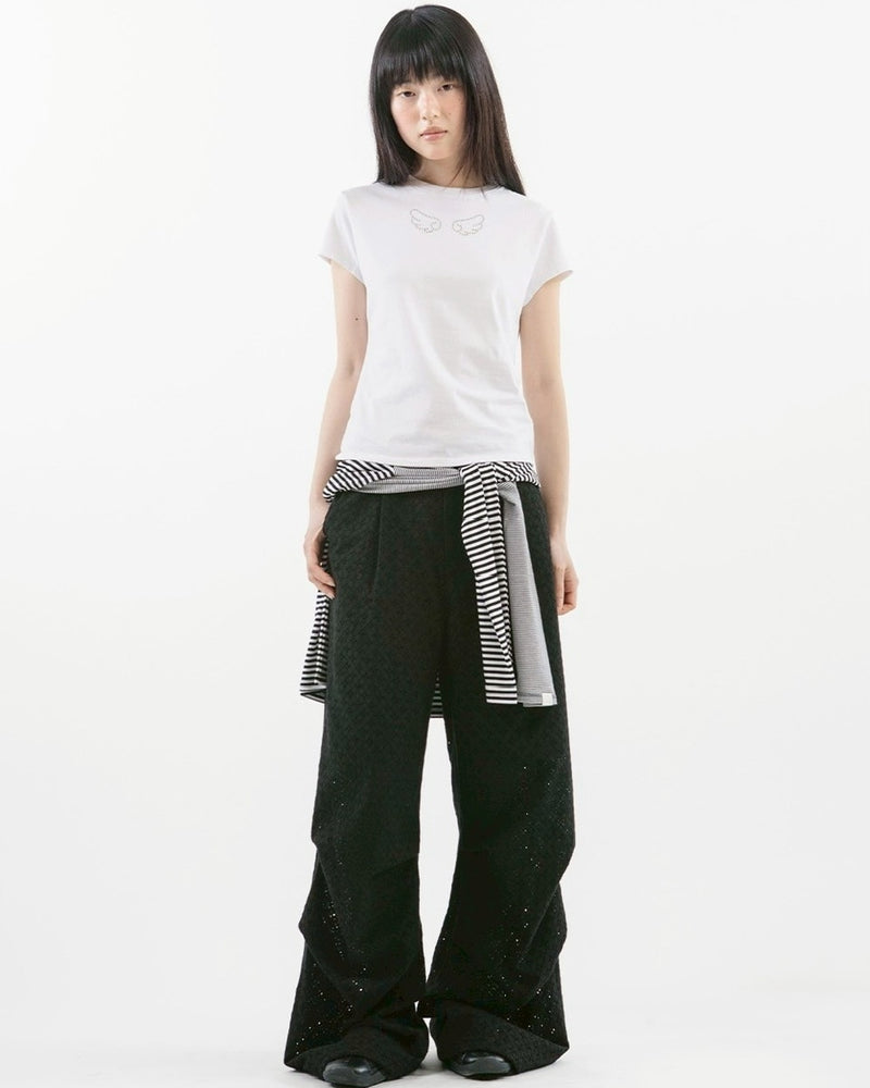 【TUOMIO】ANGEL STUD BABY T-SHIRT / 【トゥオミオ】エンジェルスタッズベイビー半袖Tシャツ