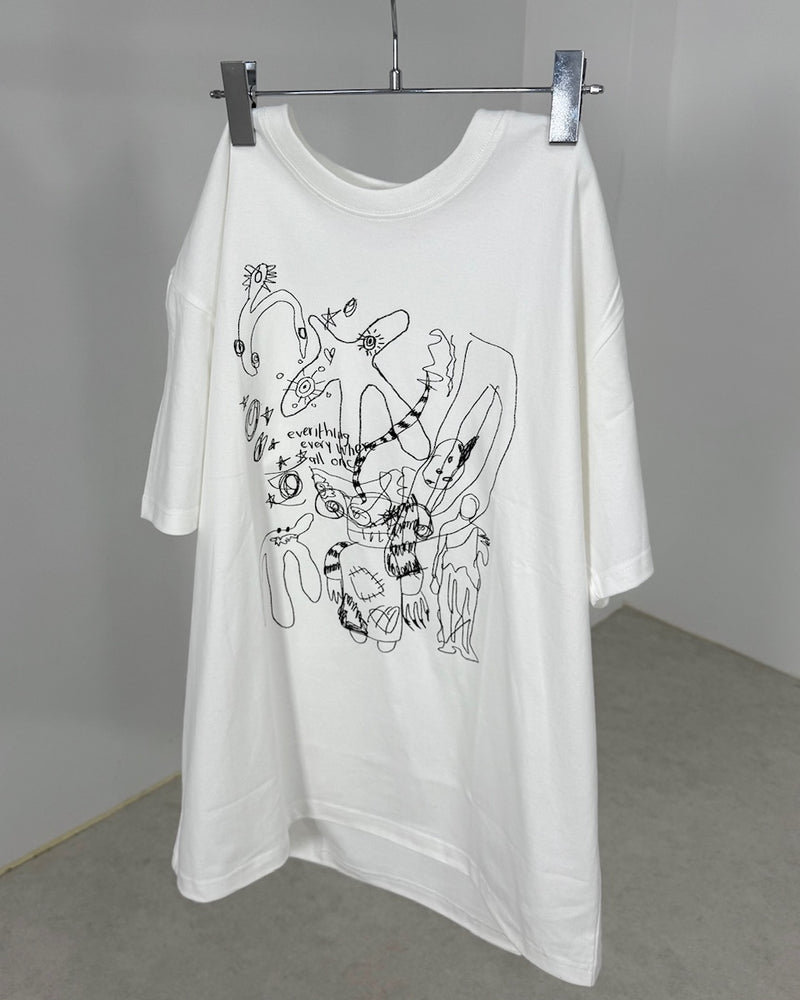国際配送【Nerd out XU】sketch pattern tee