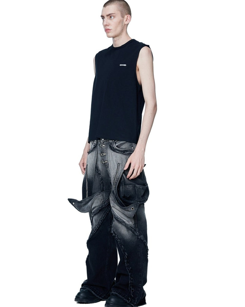 【The Boy Has No Patience】LUMINOUS DAWN ASTRAL METAL LOGO SHADOWBAT VEST / 【ザボーイハズノーペーシェンス】メタルロゴバックプリントロゴタンクトップ