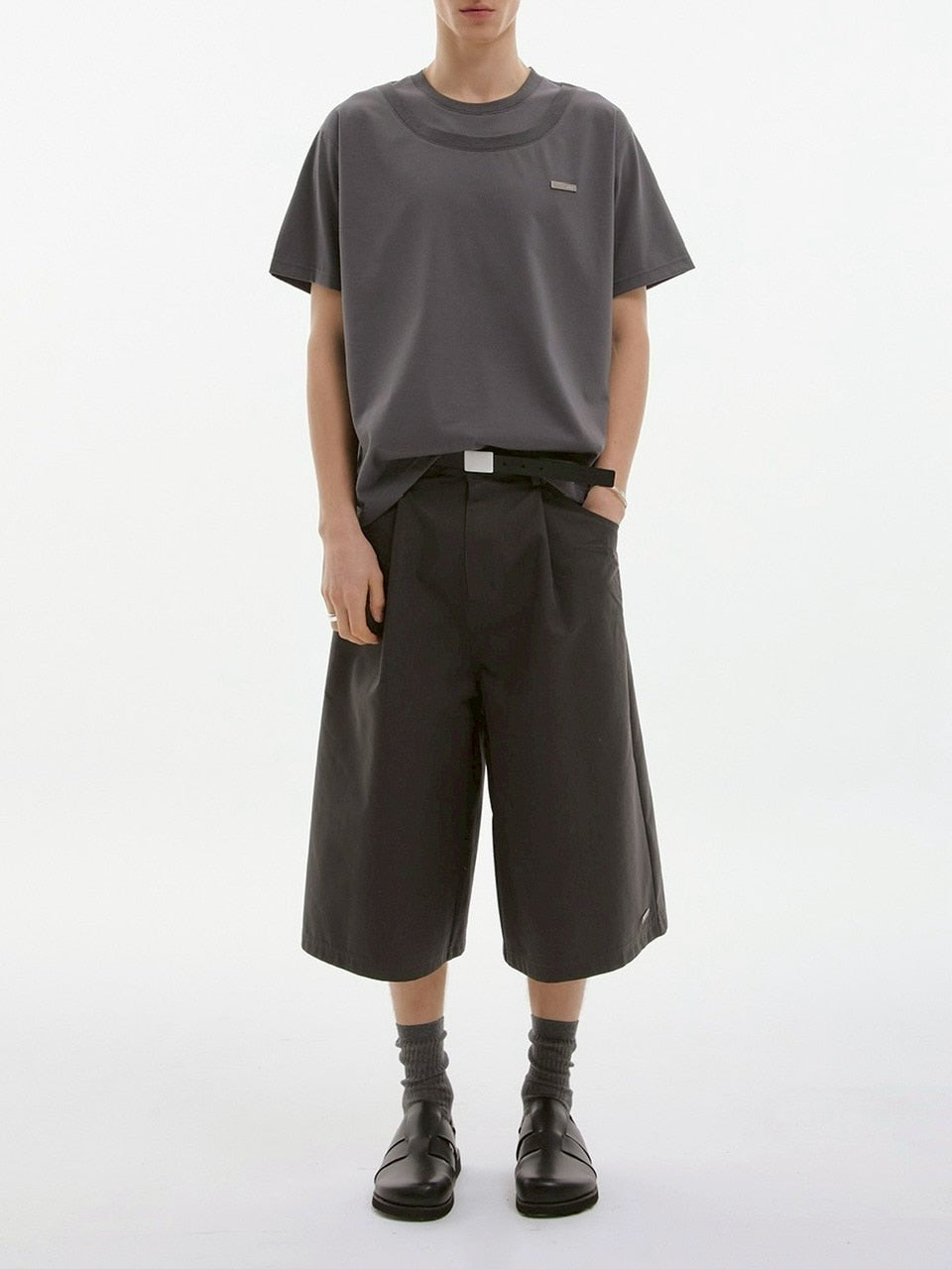 【ESC STUDIO】double neck t-shirt / 【イーエスシーステュディオ】ダブルネック半袖Tシャツ