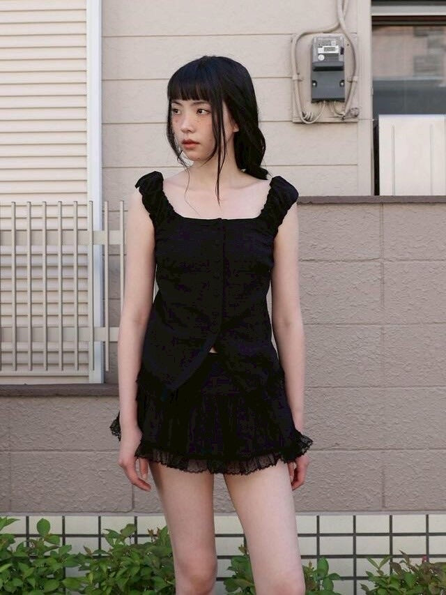 【Uglyshadow】CHECK SHIRRING SKIRT / 【アグリーシャドウ】チェックシャーリングミニスカート
