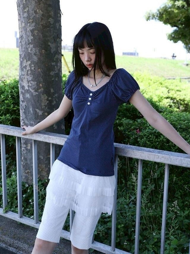 【Uglyshadow】DOTTED RUFFLE DRESS / 【アグリーシャドウ】ドットラッフルチュニック