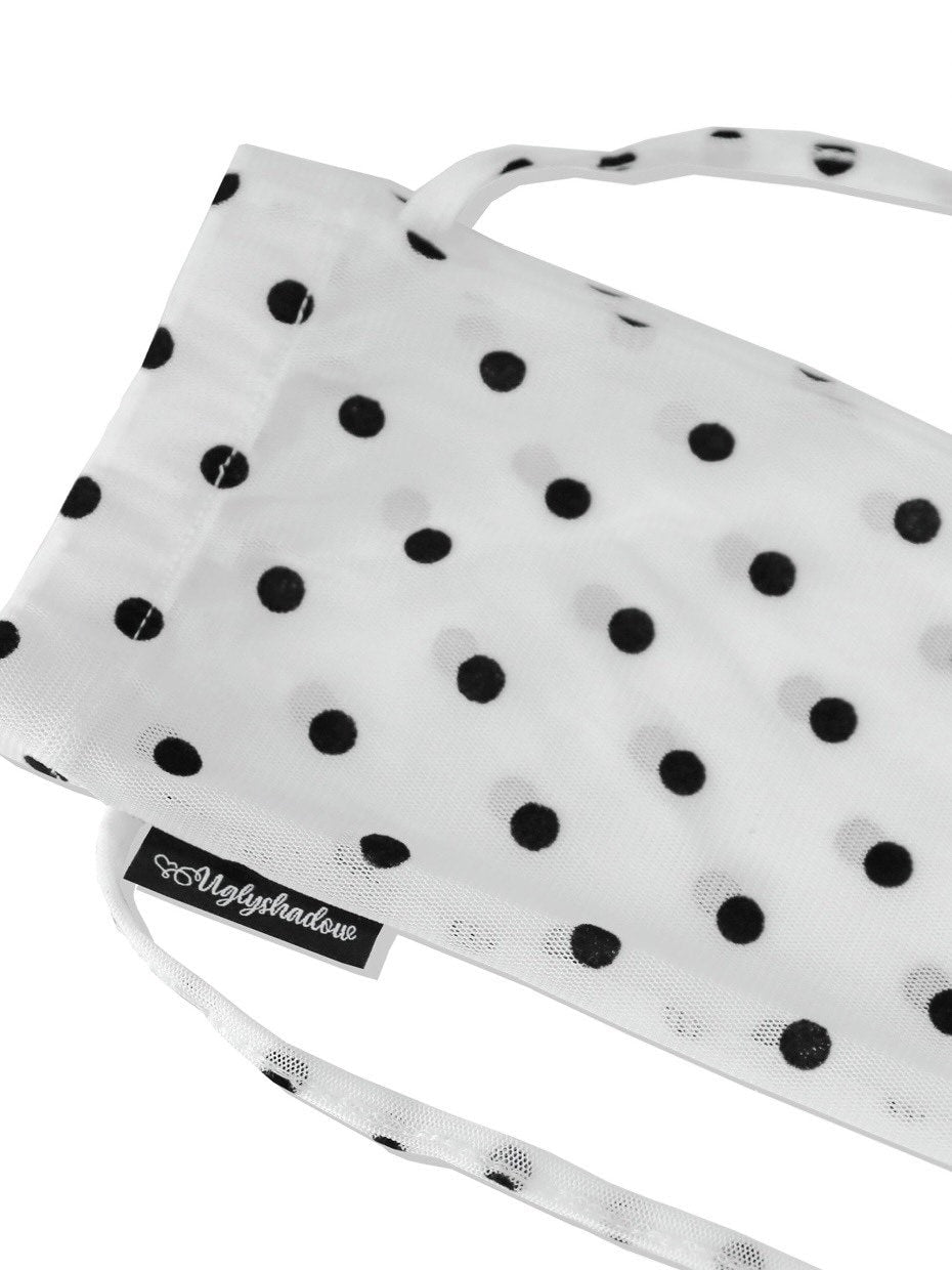 【Uglyshadow】MESH DOTTED SOCKS / 【アグリーシャドウ】メッシュドットシアーリボンソックス