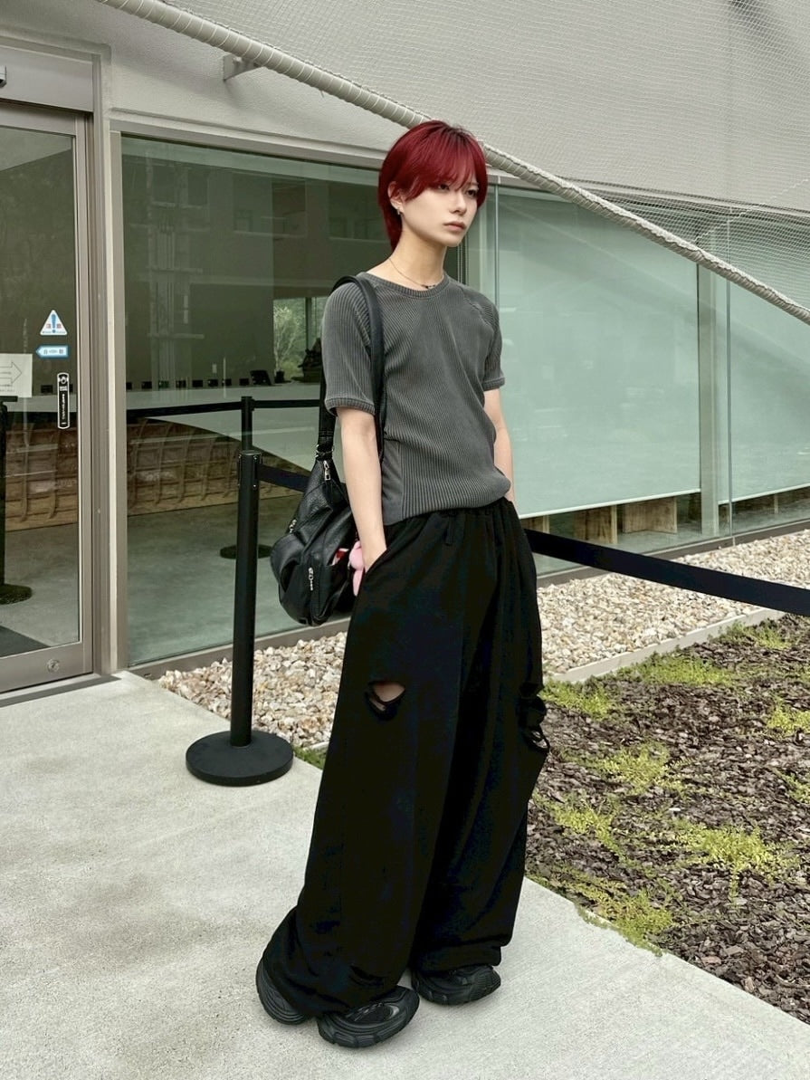 【LUV CODE】damage wide sweat pants (3color)