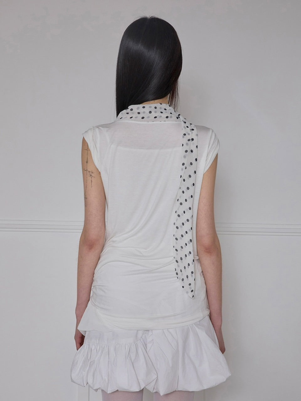 【FLAREUP】Layered Dot Scarf T-Shirt