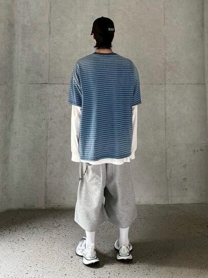 【roaringrad】WASHED INDIGO STRIPE T-SHIRT / 【ロアリングラド】ウォッシュドインディゴストライプ半袖Tシャツ