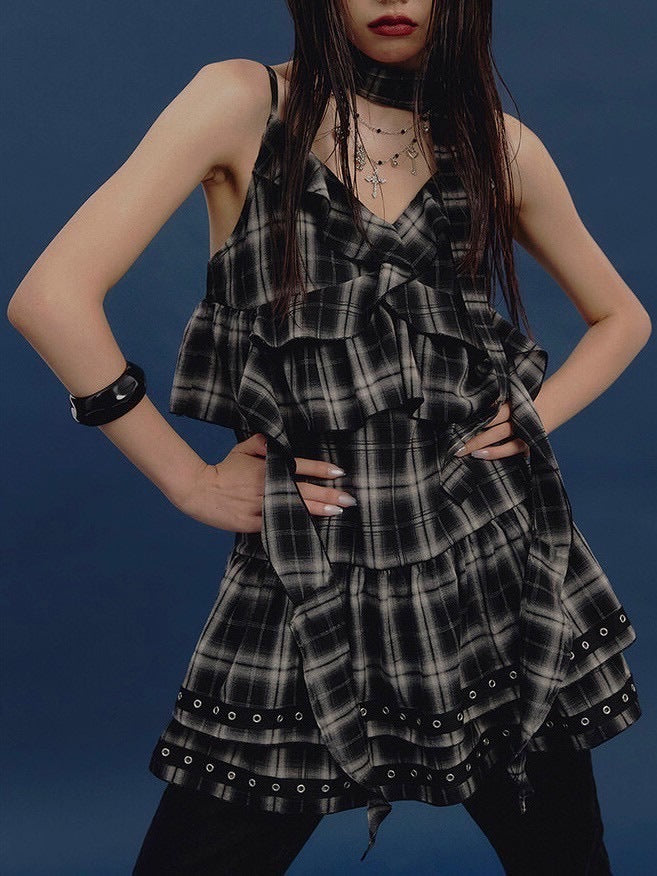 【NOT KNOWING】Tiered Eyelet Ruffle Dress / 【ノットノーイング】ティアードアイレットラッフルドレス