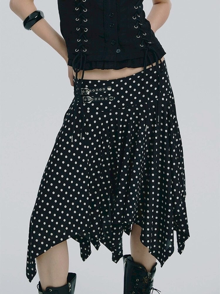 【NOT KNOWING】Belted Dot Drop Skirt / 【ノットノーイング】ベルテッドドットドロップスカート