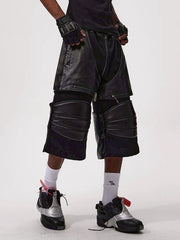 【Fourth3ex】Western Denim Patchwork Cropped Pants / 【フォースセックス】パッチワークジップハーフデニムパンツ