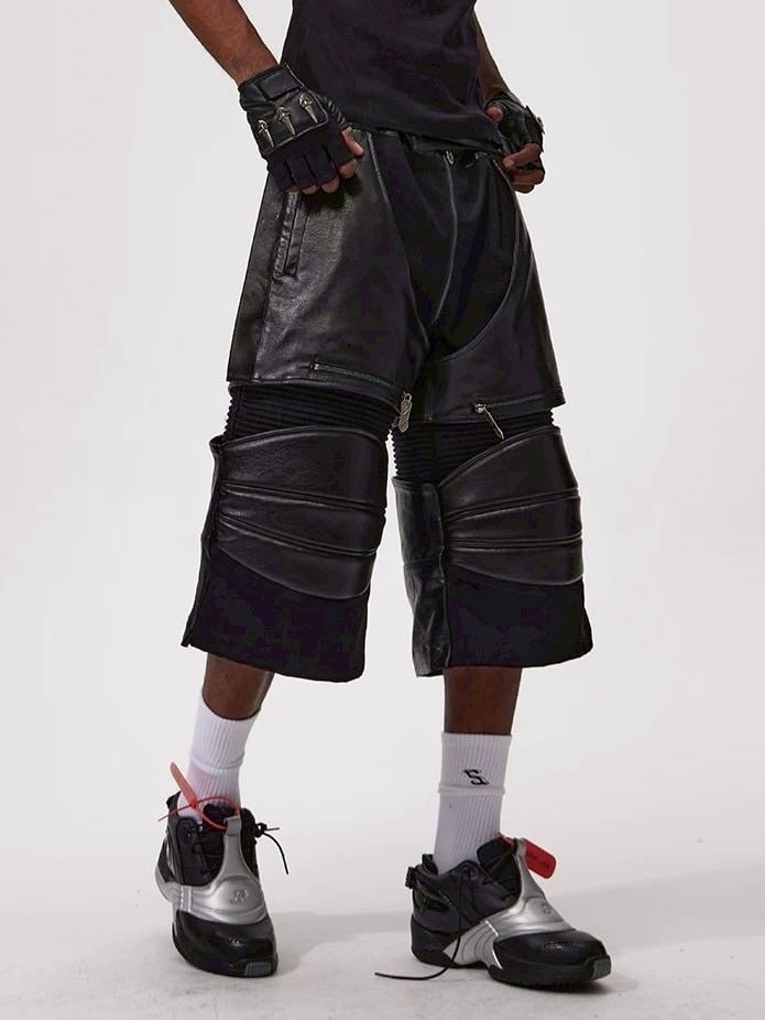 【Fourth3ex】Western Denim Patchwork Cropped Pants / 【フォースセックス】パッチワークジップハーフデニムパンツ