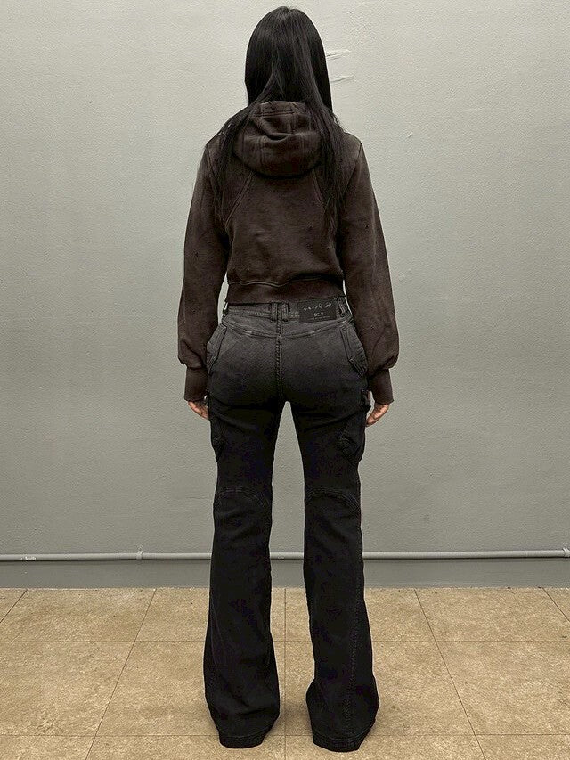 【BLR BLUER】Grunge Punched Washing Hoodie Zip-Up