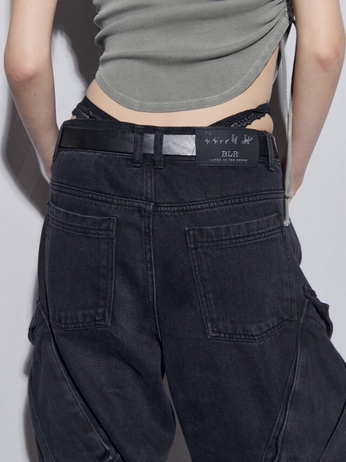 【BLR BLUER】Utility Cargo Washed Denim Pants