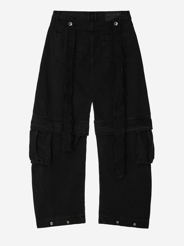 【BLR BLUER】Divided Curved Line Double Buckle Pants