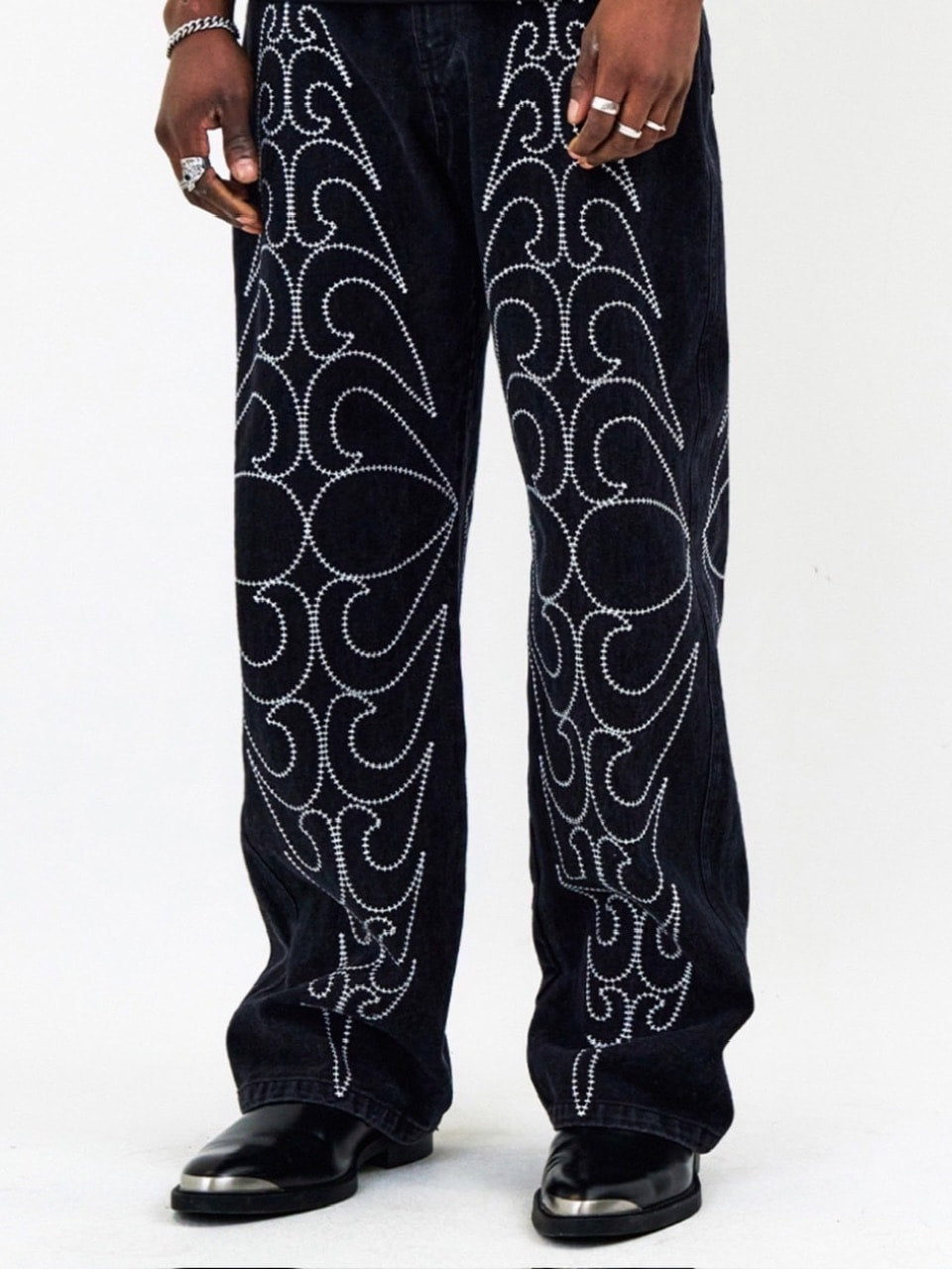 【E RIN AI E】TRIBAL SPEAR DENIM PANTS