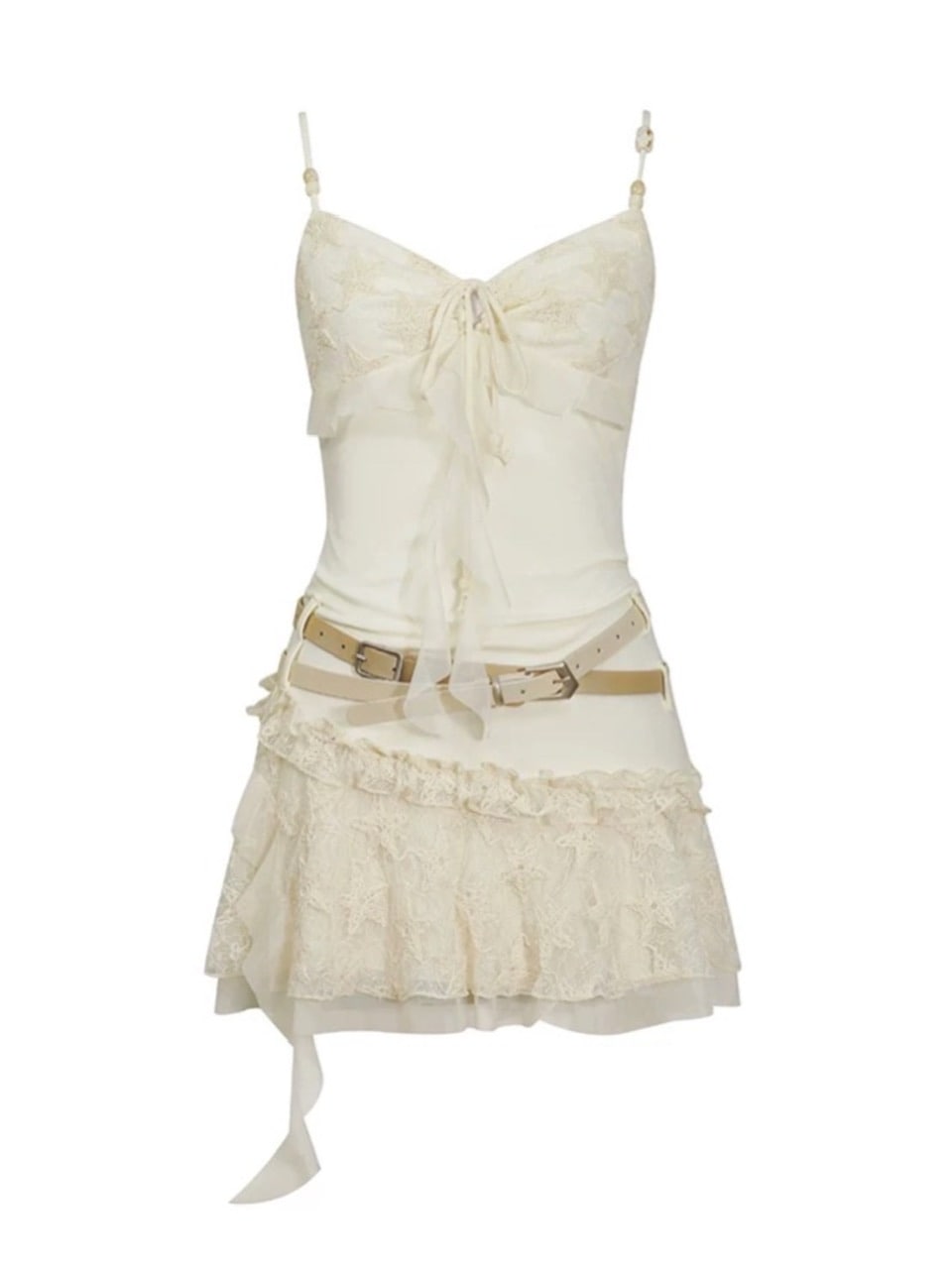 【Cest Nous】Belted Slip Dress / 【セヌー】ベルトフリルキャミワンピース