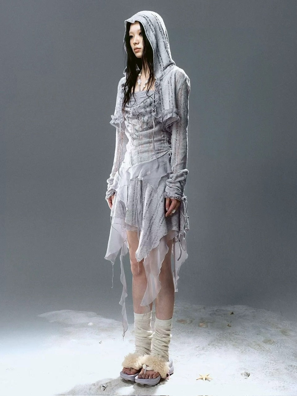 【Cest Nous】Blue Beaded Skirt / 【セヌー】レースシースルースカート