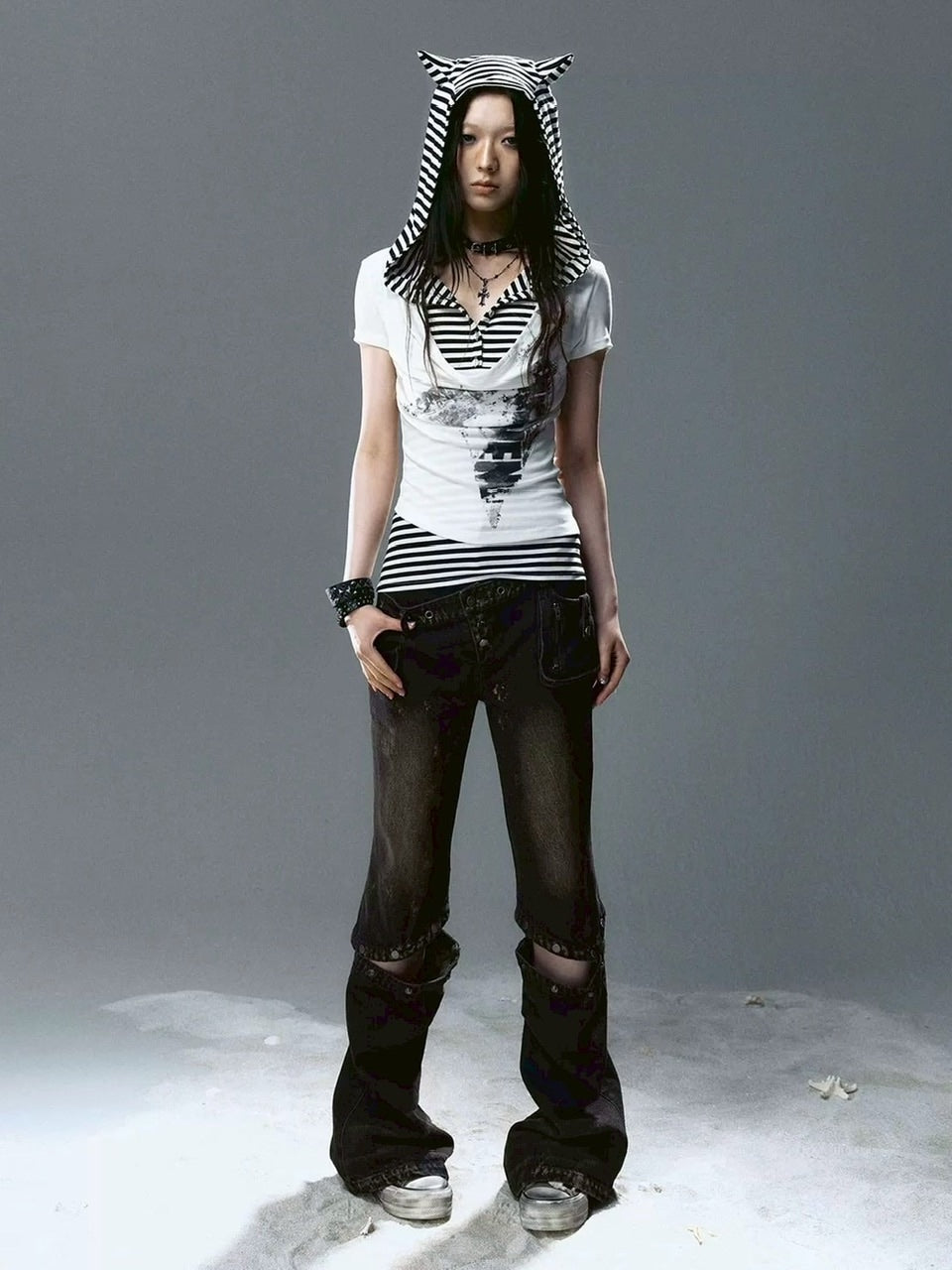 【Cest Nous】Distressed Canvas Sneakers / 【セヌー】ダーティーデニムキャンバス厚底スニーカー