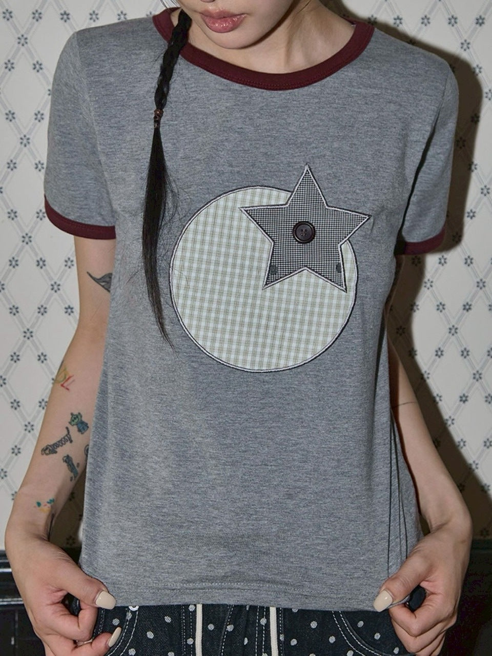 【FANCY CLUB】TOMATO PATCH RINGER TEE / 【ファンシークラブ】トマトパッチリンガー半袖Tシャツ