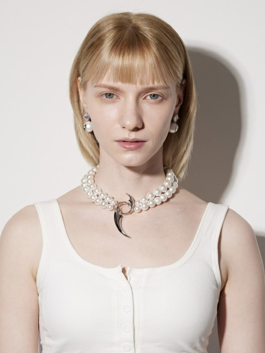 【PEG LEG】2 lines of emblem pearls necklace
