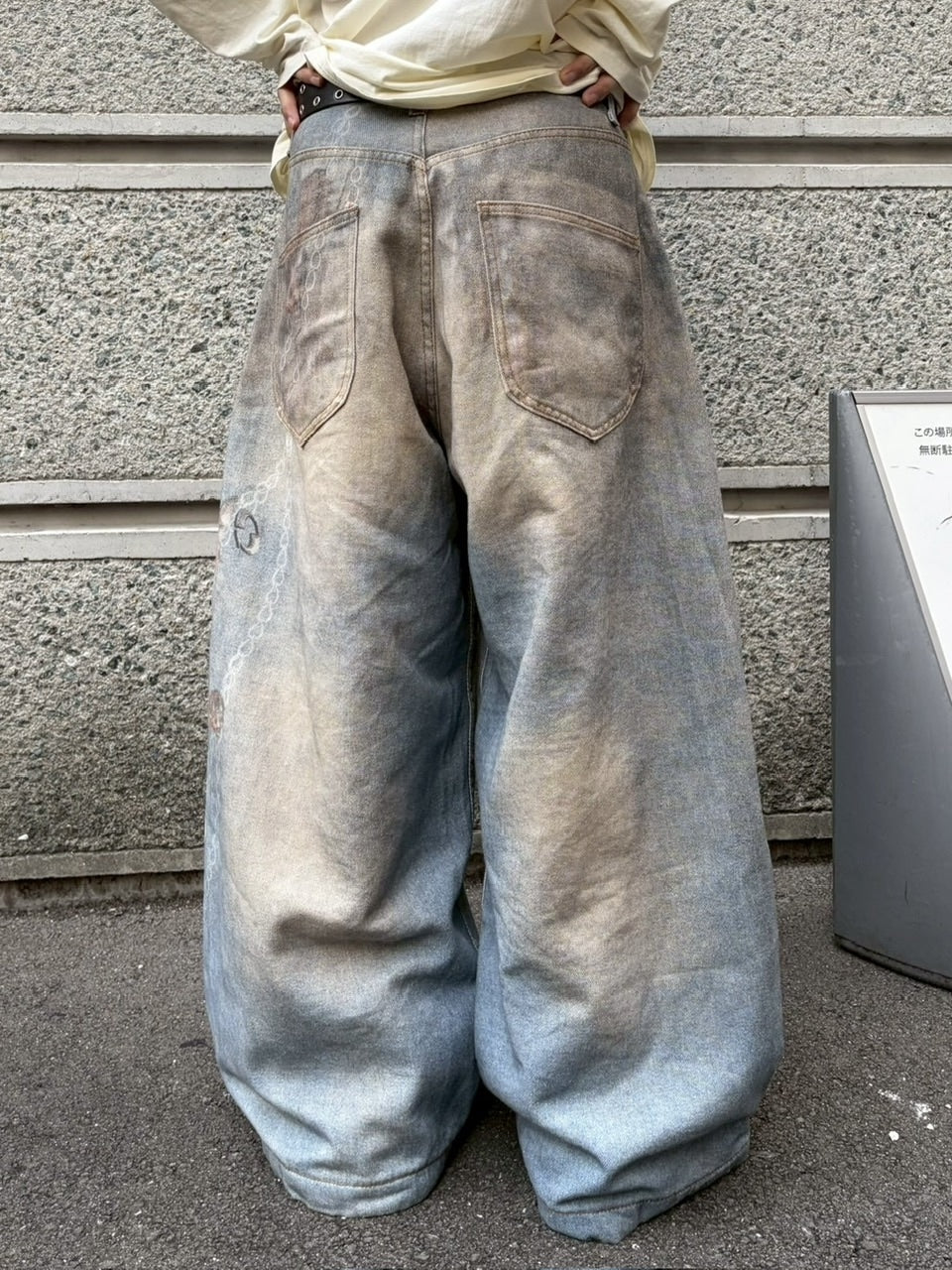 【LUV CODE】chain printed balloon denim pants