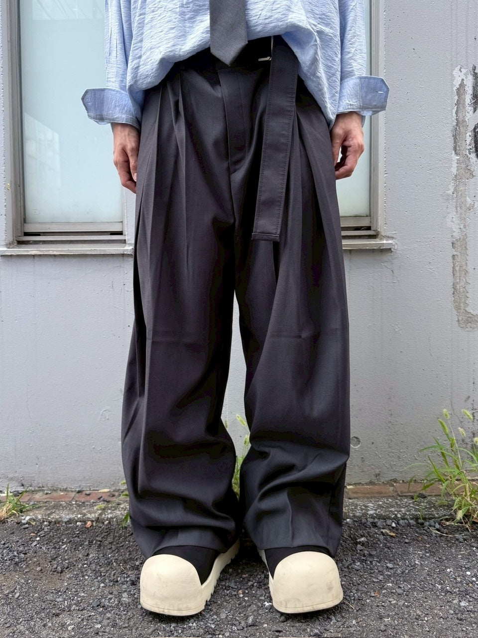 受注制【nmtc +】belt slacks / 【エヌエムティーシープラス】ベルト付きスラックス (2color)