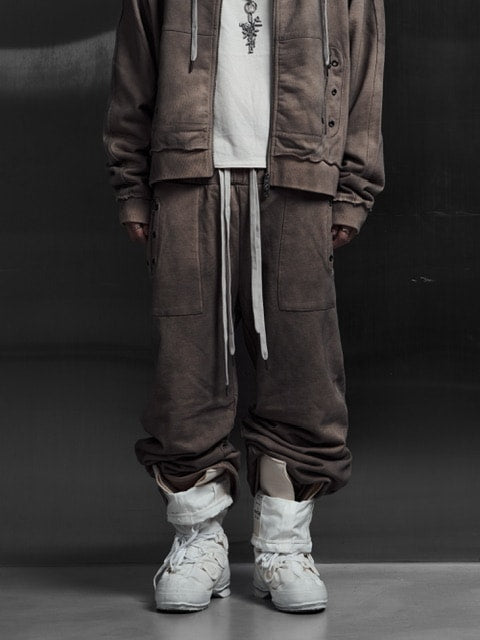 【Rosen Kreuz】EYELET EDGE Set-Up LAYERED SWEAT PANTS