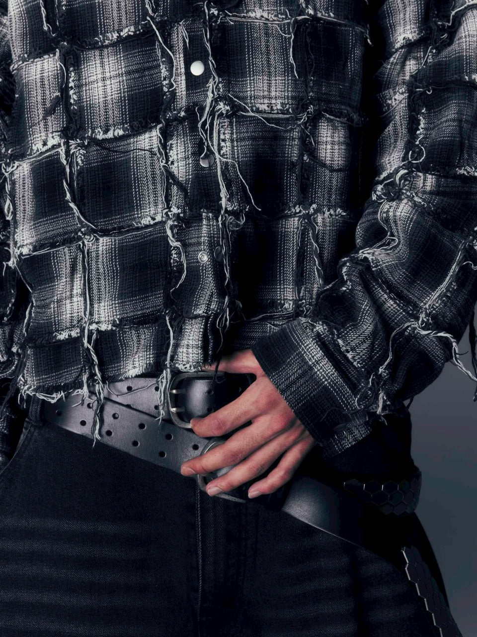 【DIG YOUR OWN GRAVE】PATCHWORK HOODY SHIRTS /【ディグユアオウングレイブ】パッチワークフードチェックシャツ