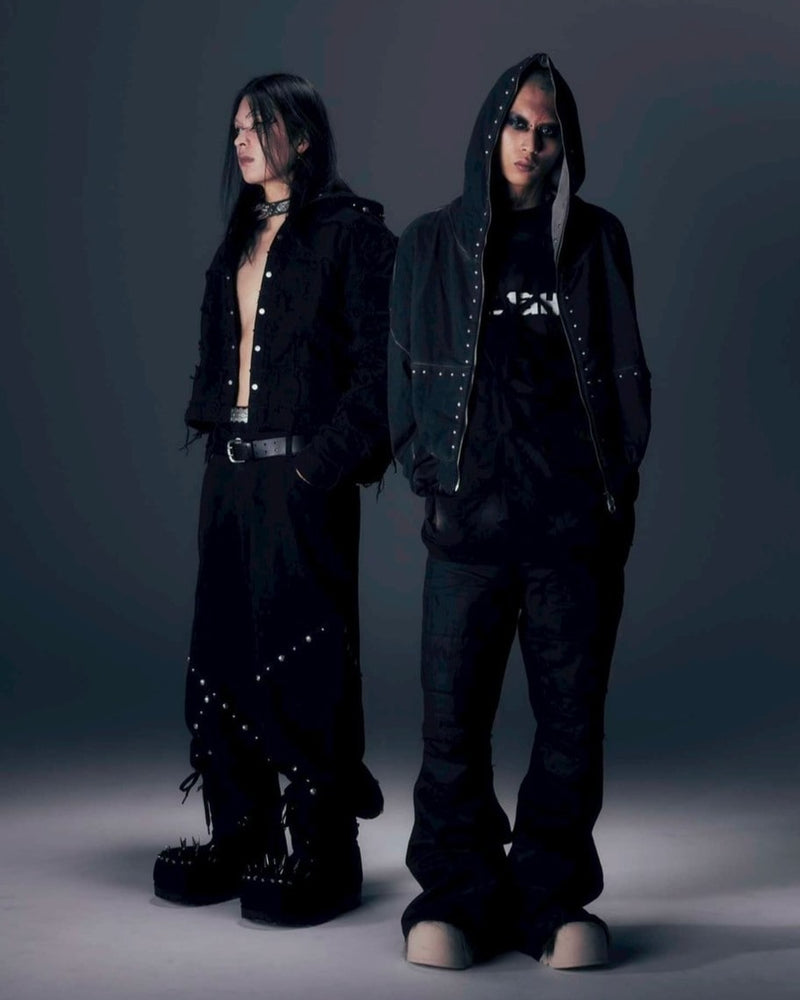 【DIG YOUR OWN GRAVE】WISH VOID L/S T-SHIRTS /【ディグユアオウングレイブ】ダメージレイヤードロゴ長袖Tシャツ