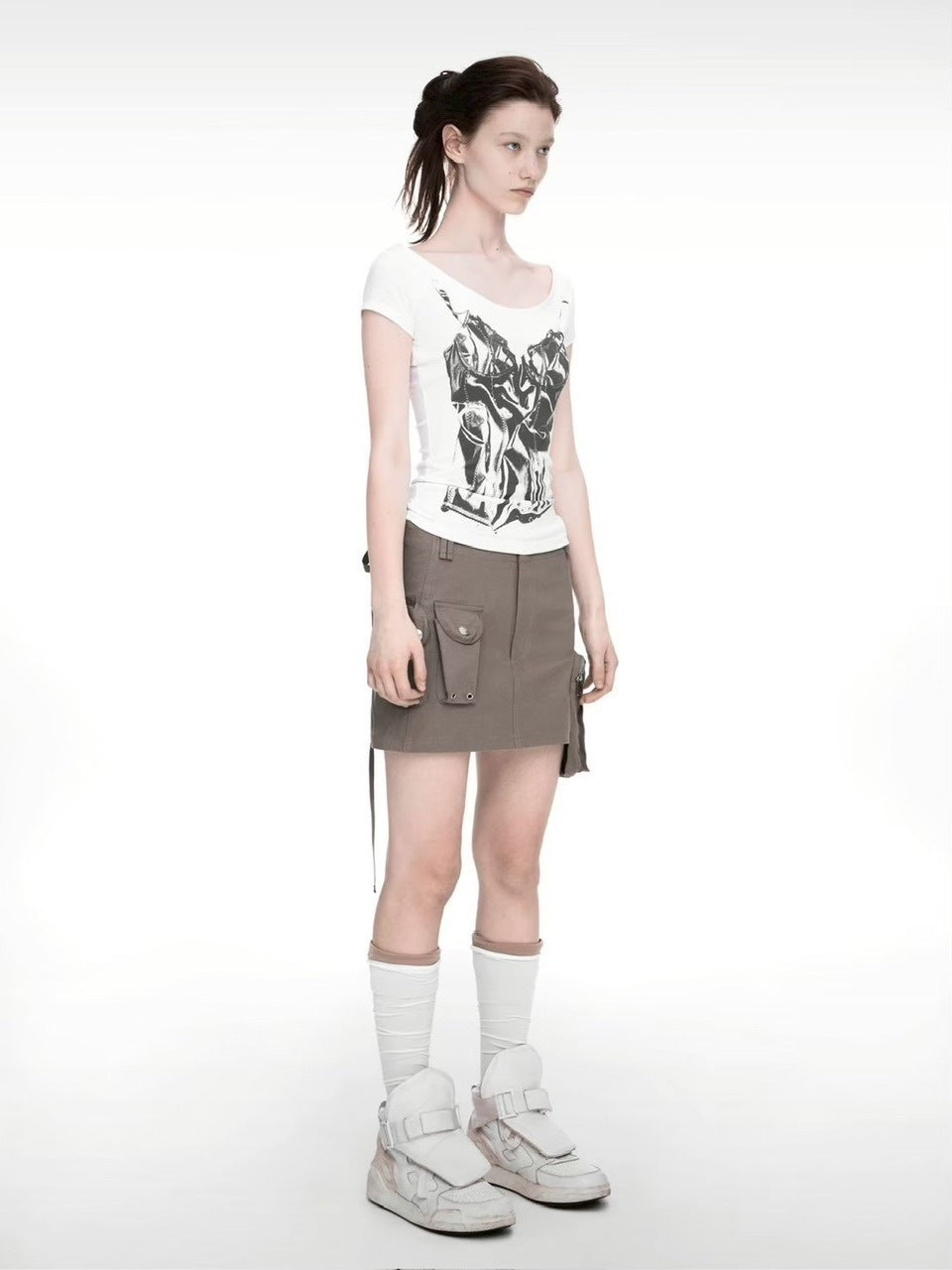 【NACHE】STRAP CARGO MINI SKIRT