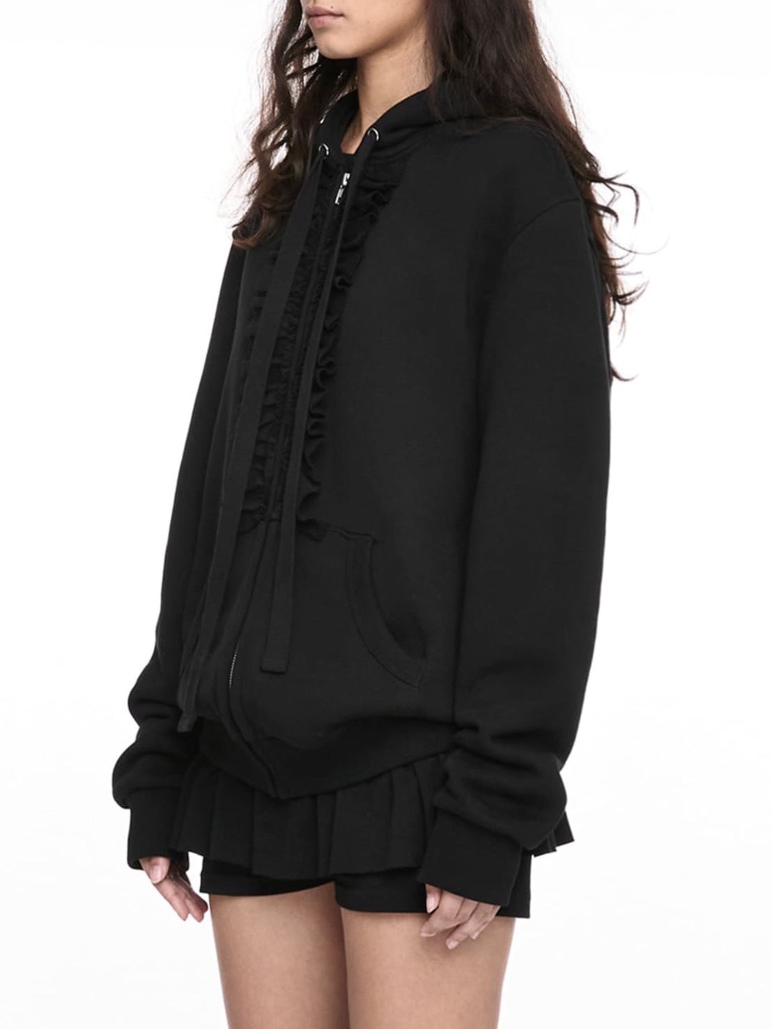 【NACHE】RUFFLE HOODIE ZIP-UP