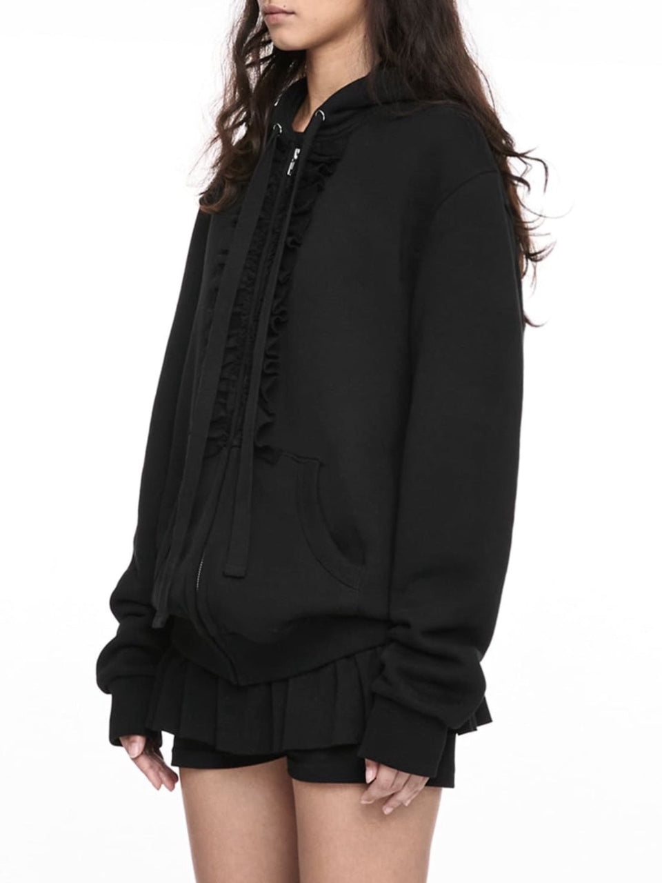【NACHE】RUFFLE HOODIE ZIP-UP