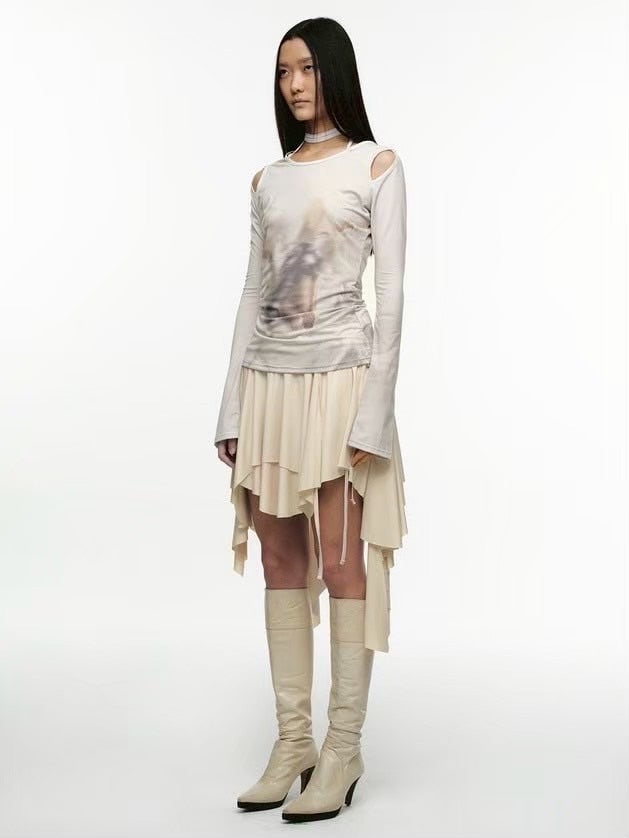 【NACHE】CUT-OUT SLIM FIT LONG SLEEVE