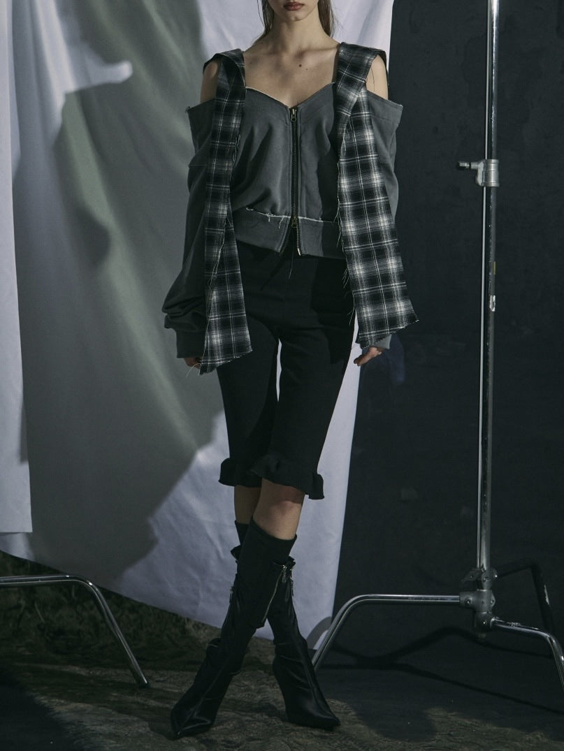 【GATELESS】CHECK HOOD MUFFLER / 【ゲートレス】チェックフードマフラー