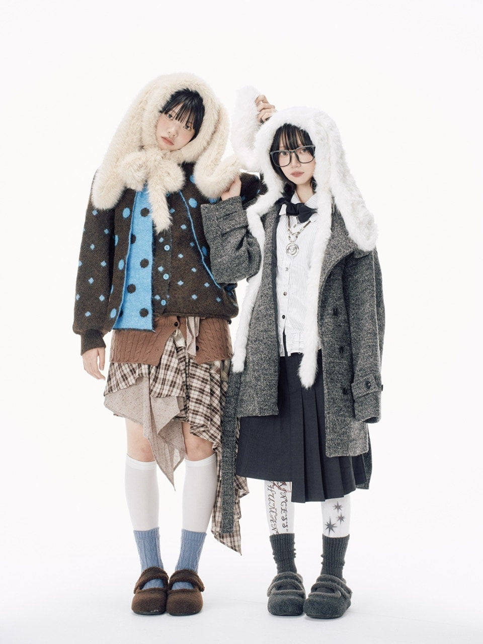【Nerd out XU】asymmetry check skirt / 【ナードアウトエックスユー】アシンメトリーチェックスカート