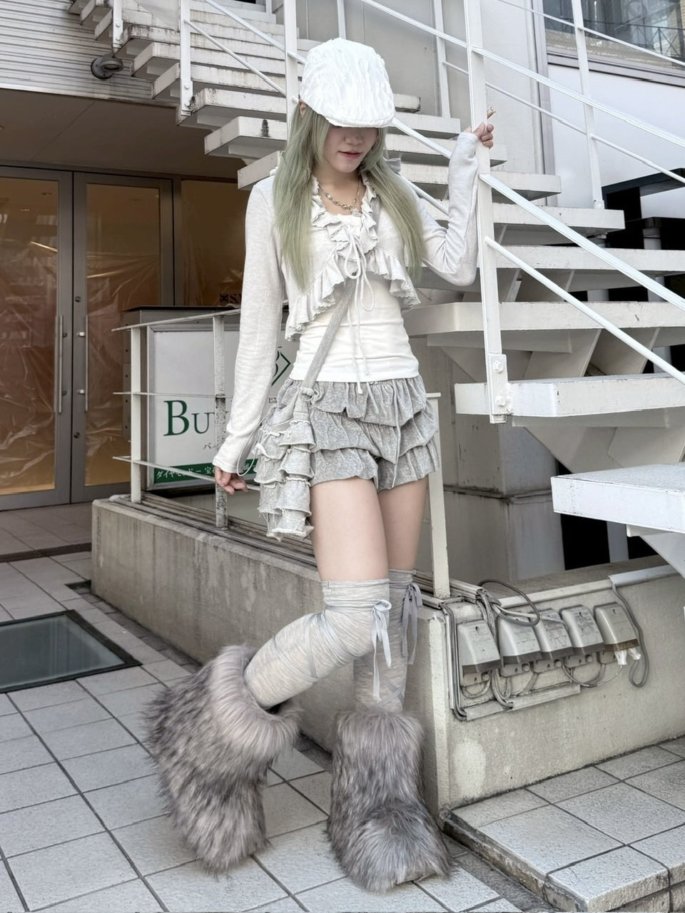 受注制【nmtc +】ruffing cami set cardigan / 【エヌエムティーシープラス】キャミセットカーディガン (3color)