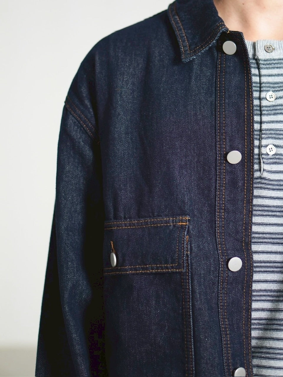 受注制【Chikashitsu +】2 pocket rigid denim jacket / 【チカシツプラス】ツーポケットデニムジャケット (2color)