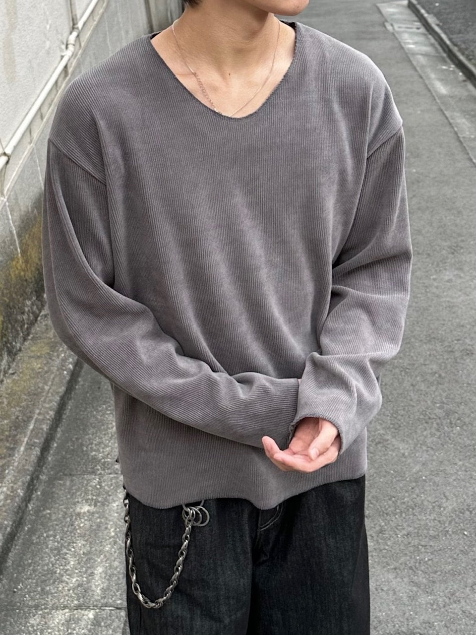 大阪店WEB限定受注制【Chikashitsu +】simple deck v neck knit / 【チカシツプラス】シンプルデッキブイネックニット (3color)