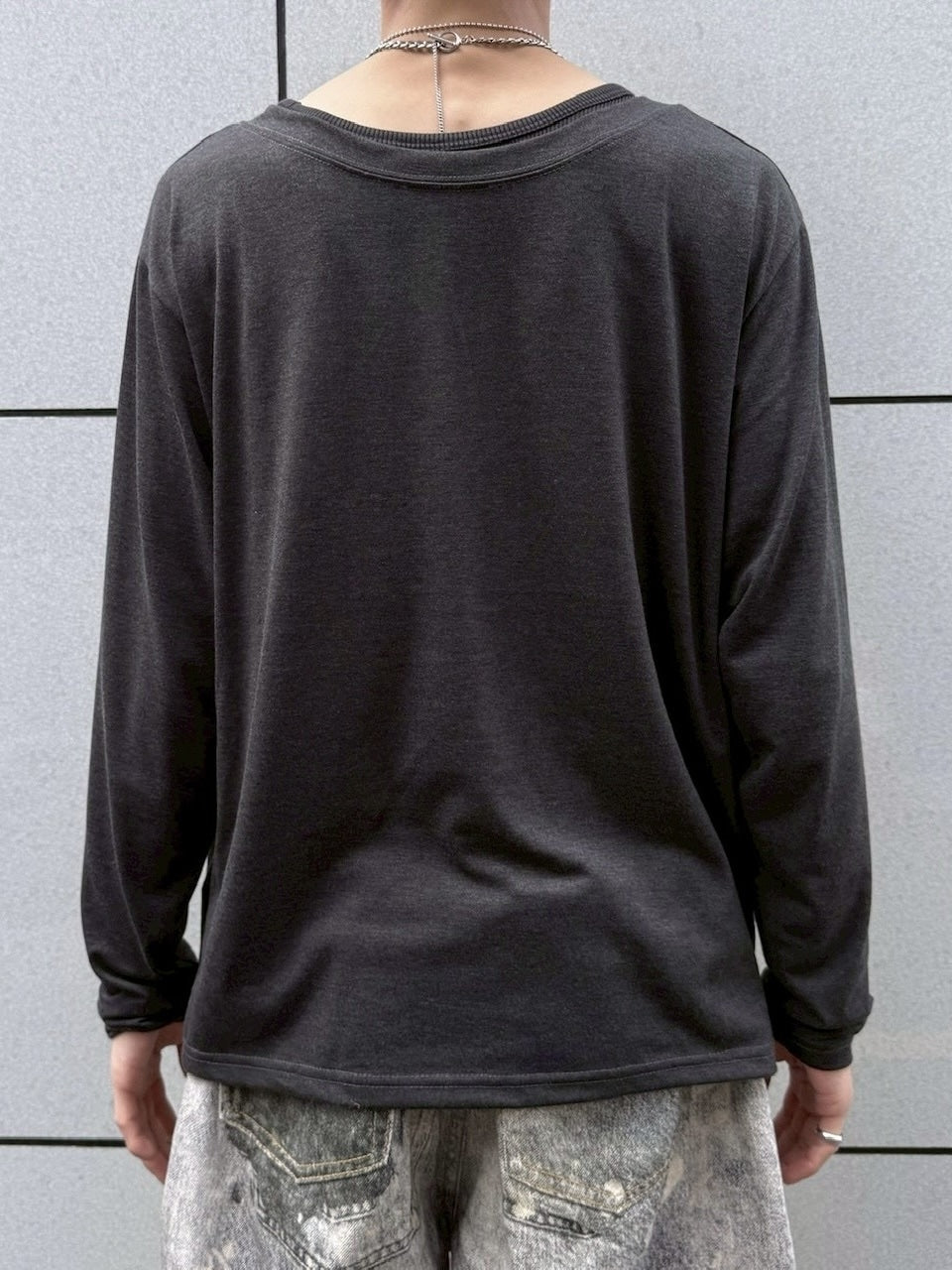 受注制【nmtc +】loose fit one shoulder long sleeve / 【エヌエムティーシープラス】ルーズフィットワンショルダー長袖Tシャツ (2color)