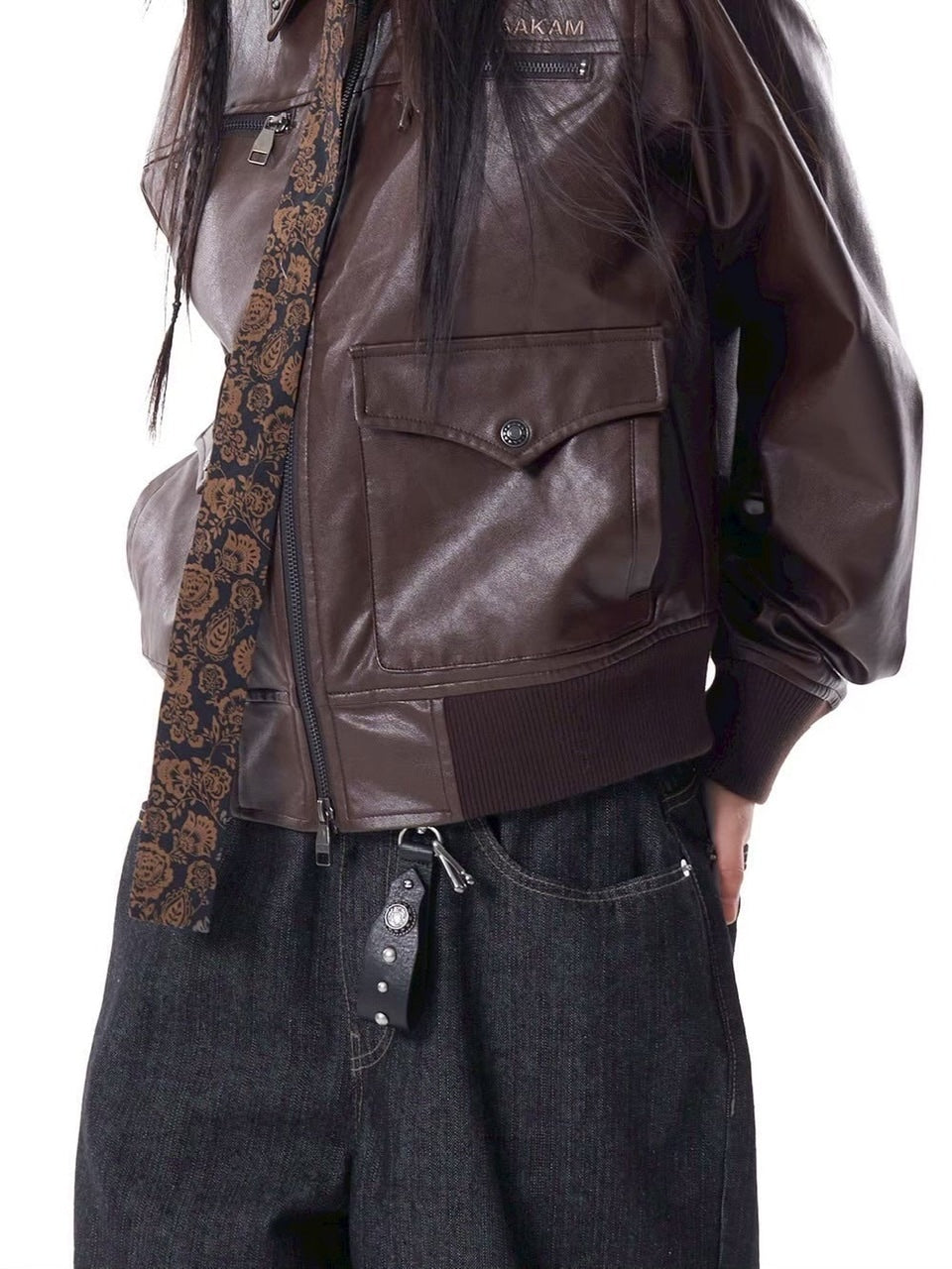 【AAKAM】Antique Circle Studded Leather Keyring