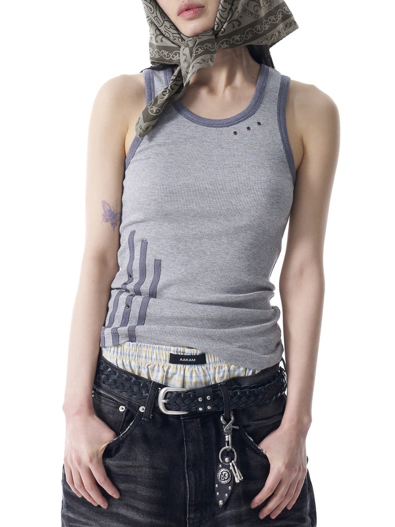 【AAKAM】3-Lined Eyelet Sleeveless