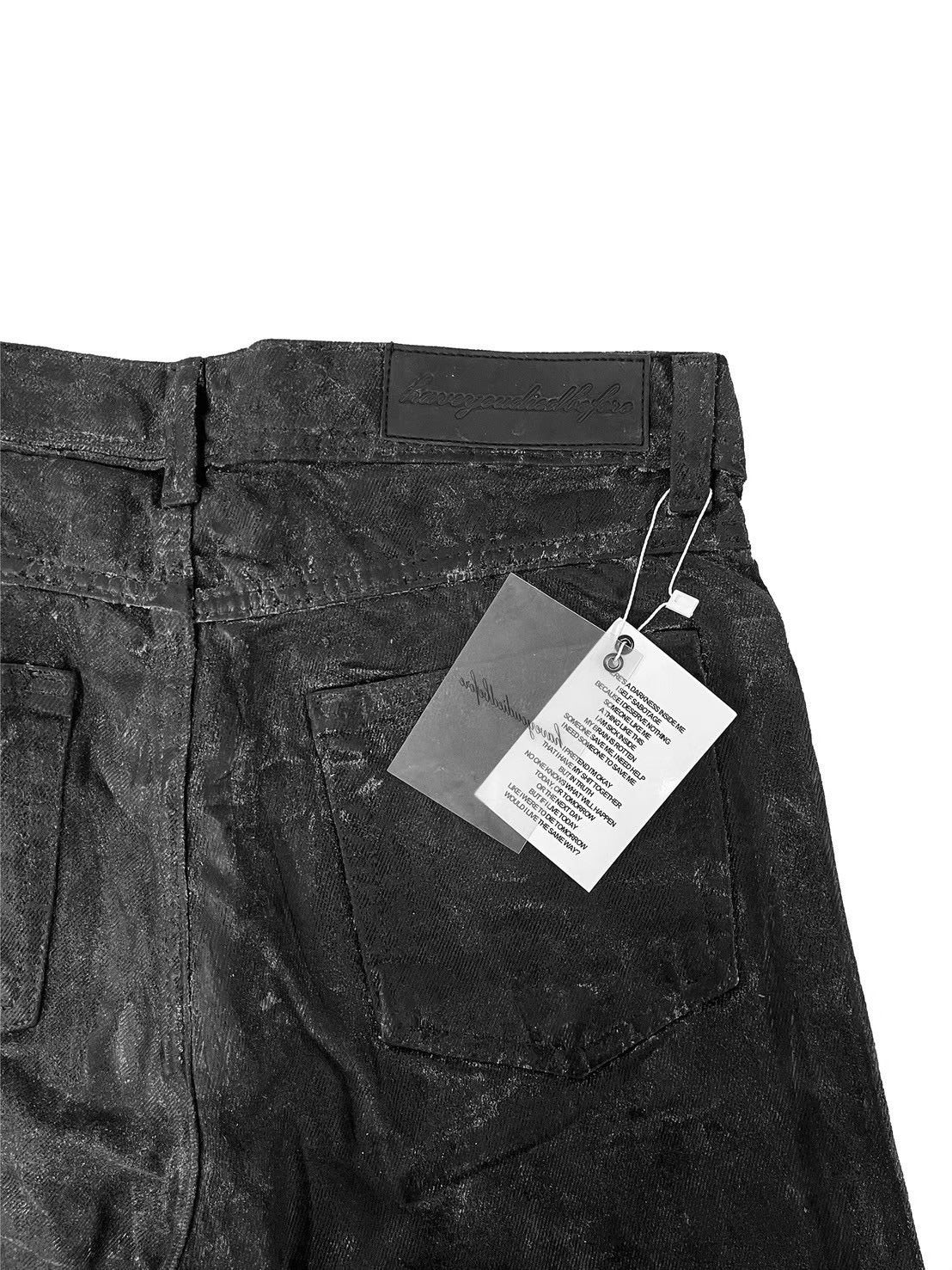 【haveyoudiedbefore?】Deadfall Waxed Denim Pants / 【ハブユーダイドビフォー】ブラックコーティングフレアパンツ