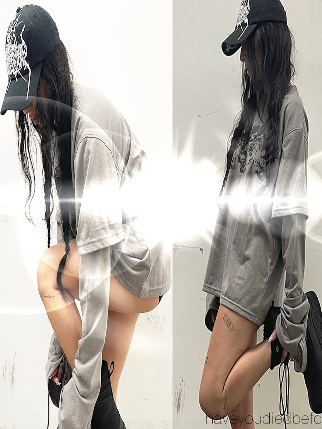 【haveyoudiedbefore?】Tombstone DL-Long Sleeve T-shirts / 【ハブユーダイドビフォー】スカルグラフィックレイヤード長袖Tシャツ