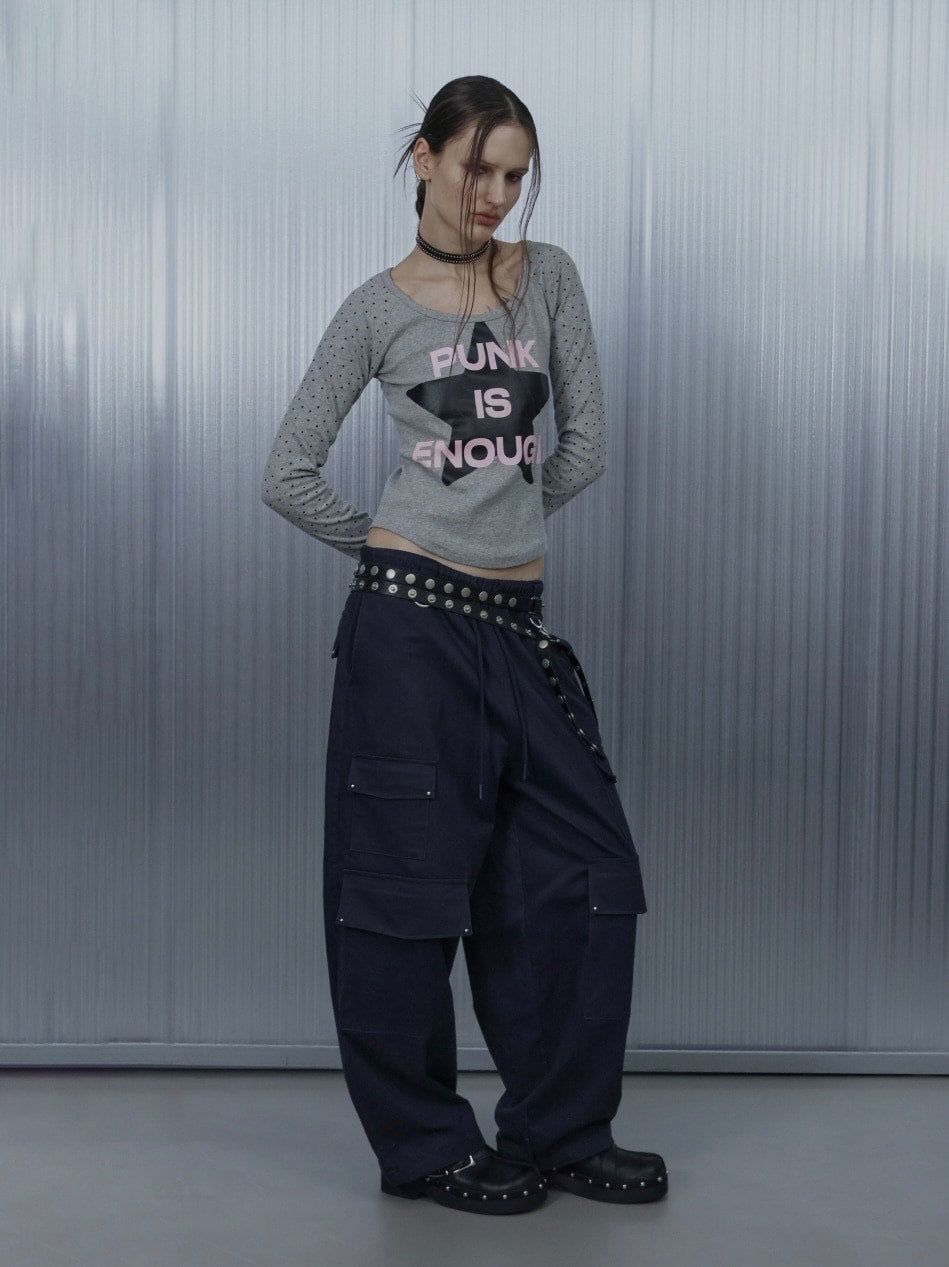 【SETUP‐EXE】STAR SLEEVE PUNK TOP / 【セットアップエグゼ】スタースリーブパンク長袖Ｔシャツ