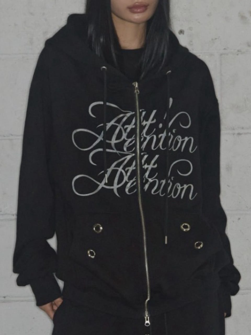 【FANCY CLUB】ATTENTION EYELET HOODED ZIP-UP / 【ファンシークラブ】アテンションアイレットジップアップパーカー