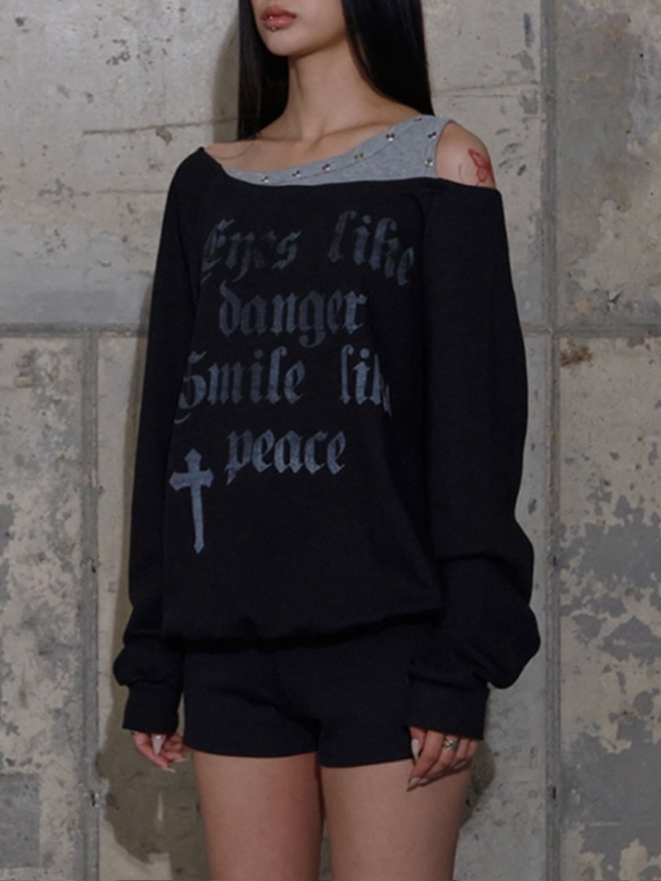 【FANCY CLUB】ROSARY NOIRER SWEATSHIRT / 【ファンシークラブ】ロザリーノイアースウェット長袖Ｔシャツ
